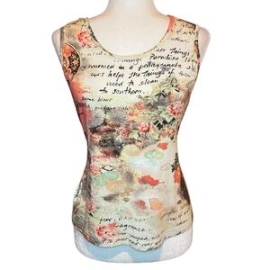 Floral tank top with writing